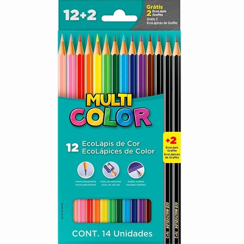 LAPIS DE COR SEXTAVADO MULTICOLOR ECO 12 CORES + 2LP PCT.C/12 11.1200N+2G - FABER-CASTELL