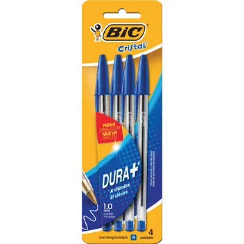 CANETA ESFEROGRAFICA CRISTAL AZUL BL.C/04 878711 - BIC