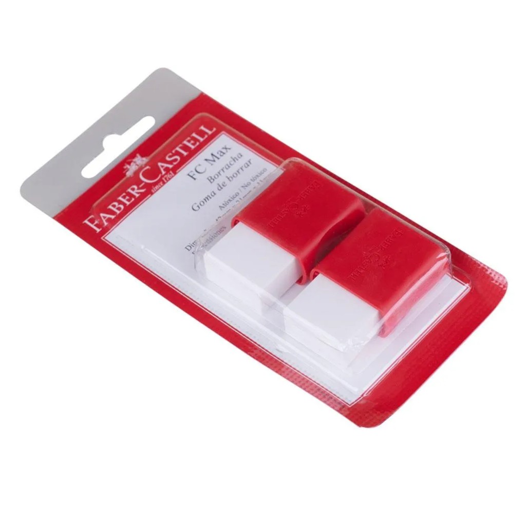 BORRACHA BRANCA FC MAX PEQUENA PLASTICA VERMEL BL.C/02 SM/107024 - FABER-CASTELL