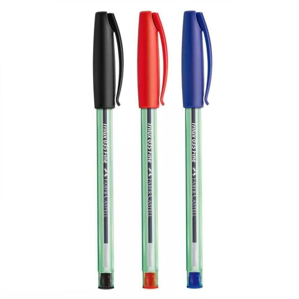 CANETA ESFEROGRAFICA TRILUX PONTA FINA PT/VM/AZ BL.C/03 SM/TRIPF - FABER-CASTELL