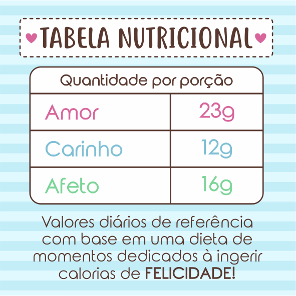 Adesivos tamanho 4x4 Tabela Nutricional Amor, carinho, Afeto