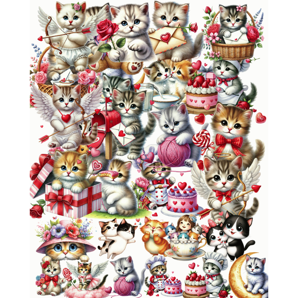 Cartela de Adesivos de Gatos – Coleção Funny Cats