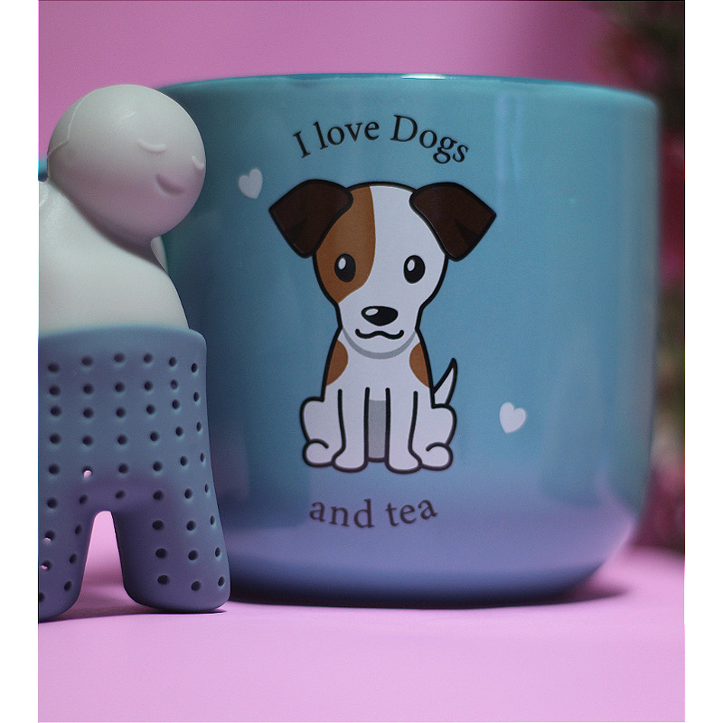 Caneca C/ Infusor Chá 350ml  I Love Dogs And Tea Amo Cães