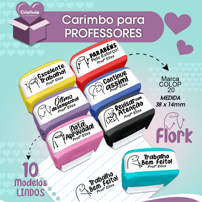 Kit 10 carimbos para professores
