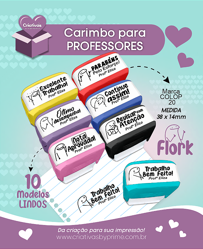 Kit 10 carimbos para professores
