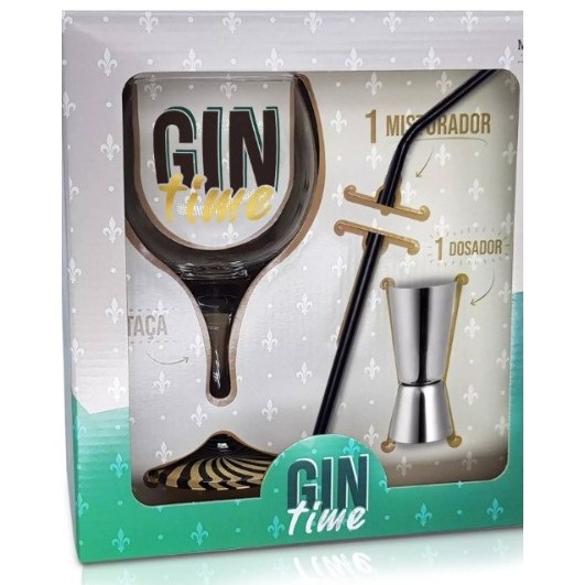 Kit Gin Time + Dosador e Canudo - Caixa Presente