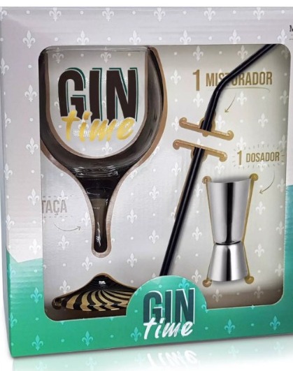 Kit Gin Time + Dosador e Canudo - Caixa Presente