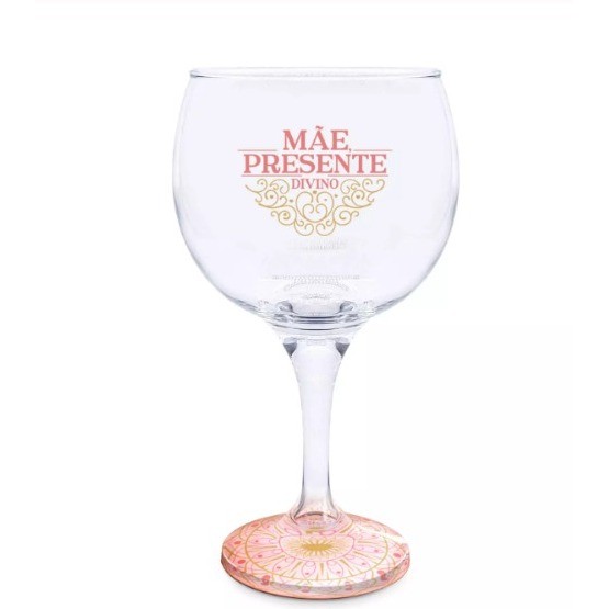 Kit Taça de Gin  Time Mãe Presente + Dosador  + Canudo