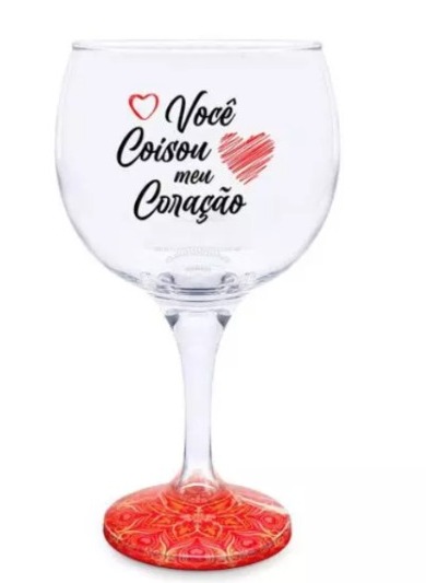 Kit Taça de Gin  Você coisou meu coração + Dosador  + Canudo