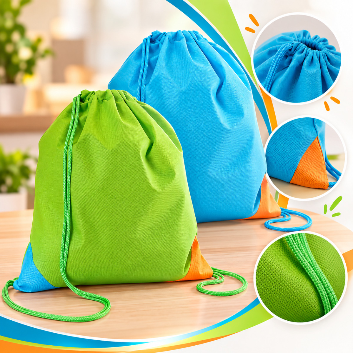 Sacola tipo mochila em non-woven (80 g/m²)