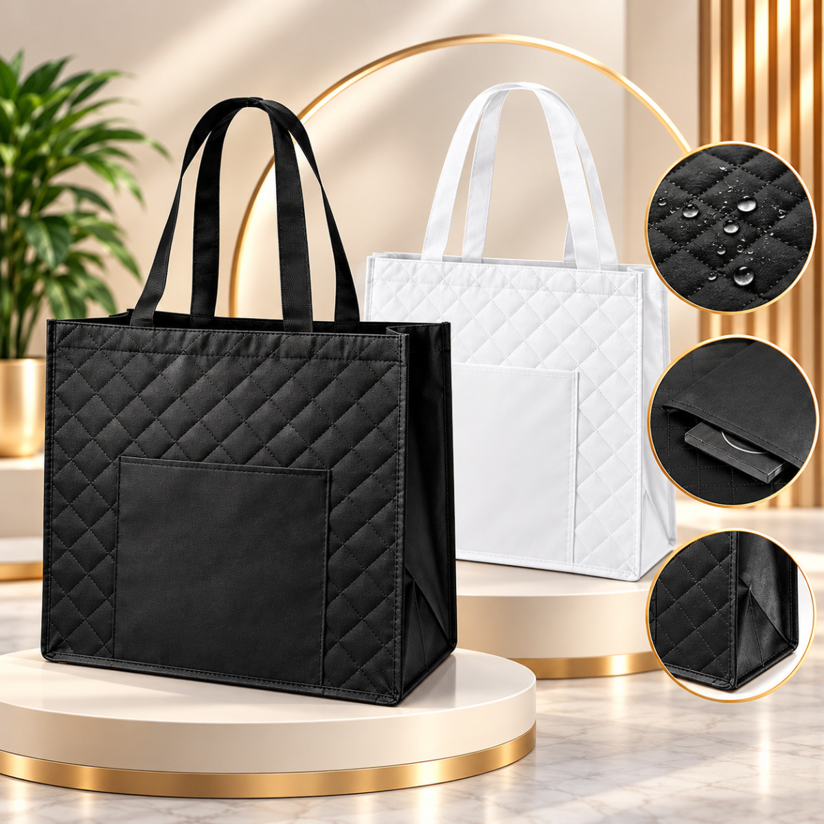 Sacola em non-woven laminado (110 g/m²) com bolso frontal
