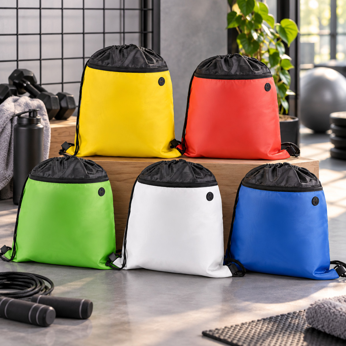 Saco tipo mochila em 210D com bolso frontal