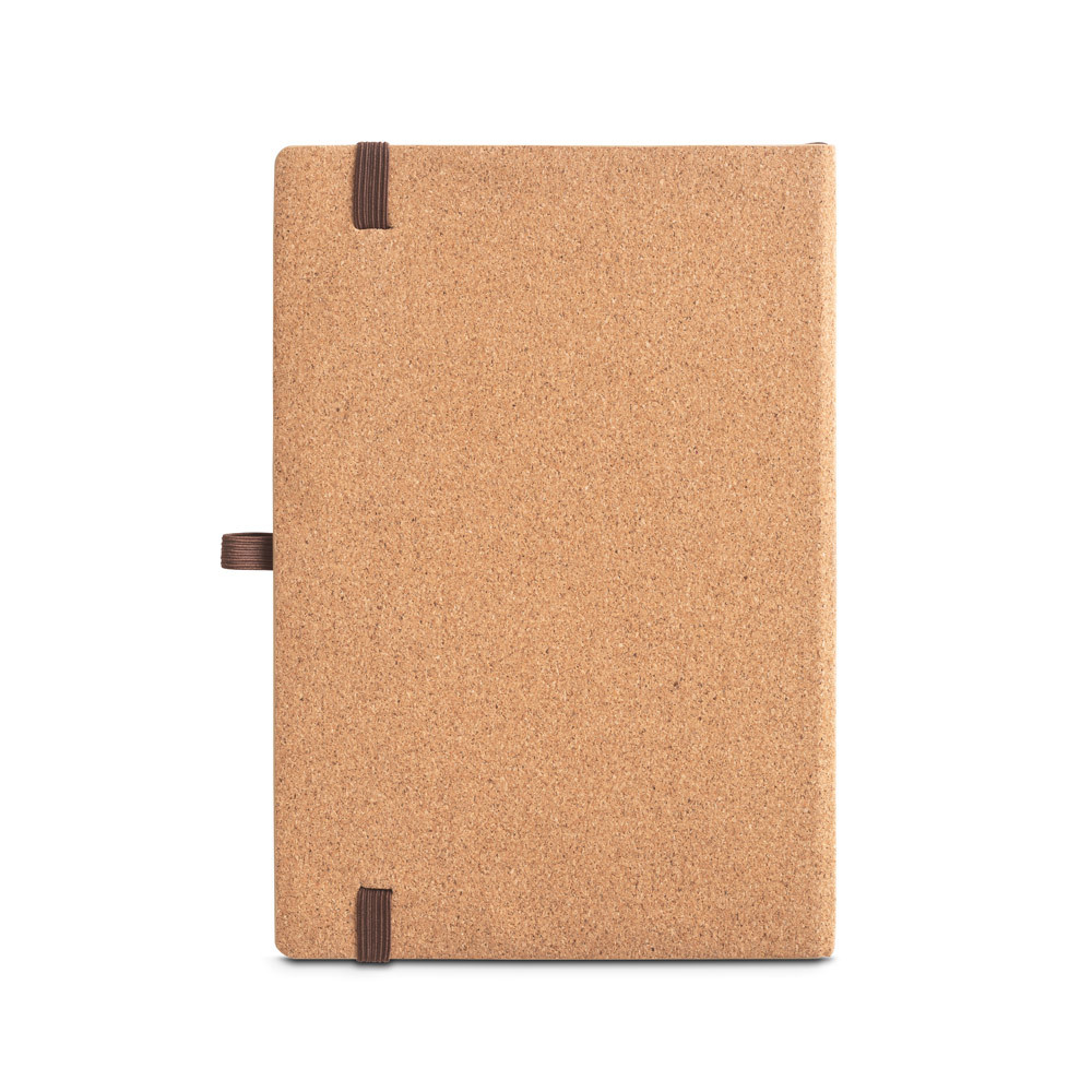 Caderno A5 de capa dura em folha de bambu e cortiça com 160 páginas pautadas - Ref: 160