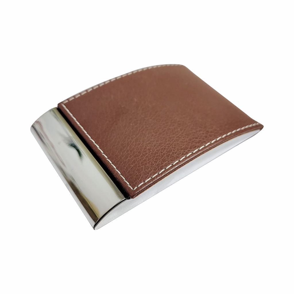 Porta cartões em metal e couro sintético - Ref: 103