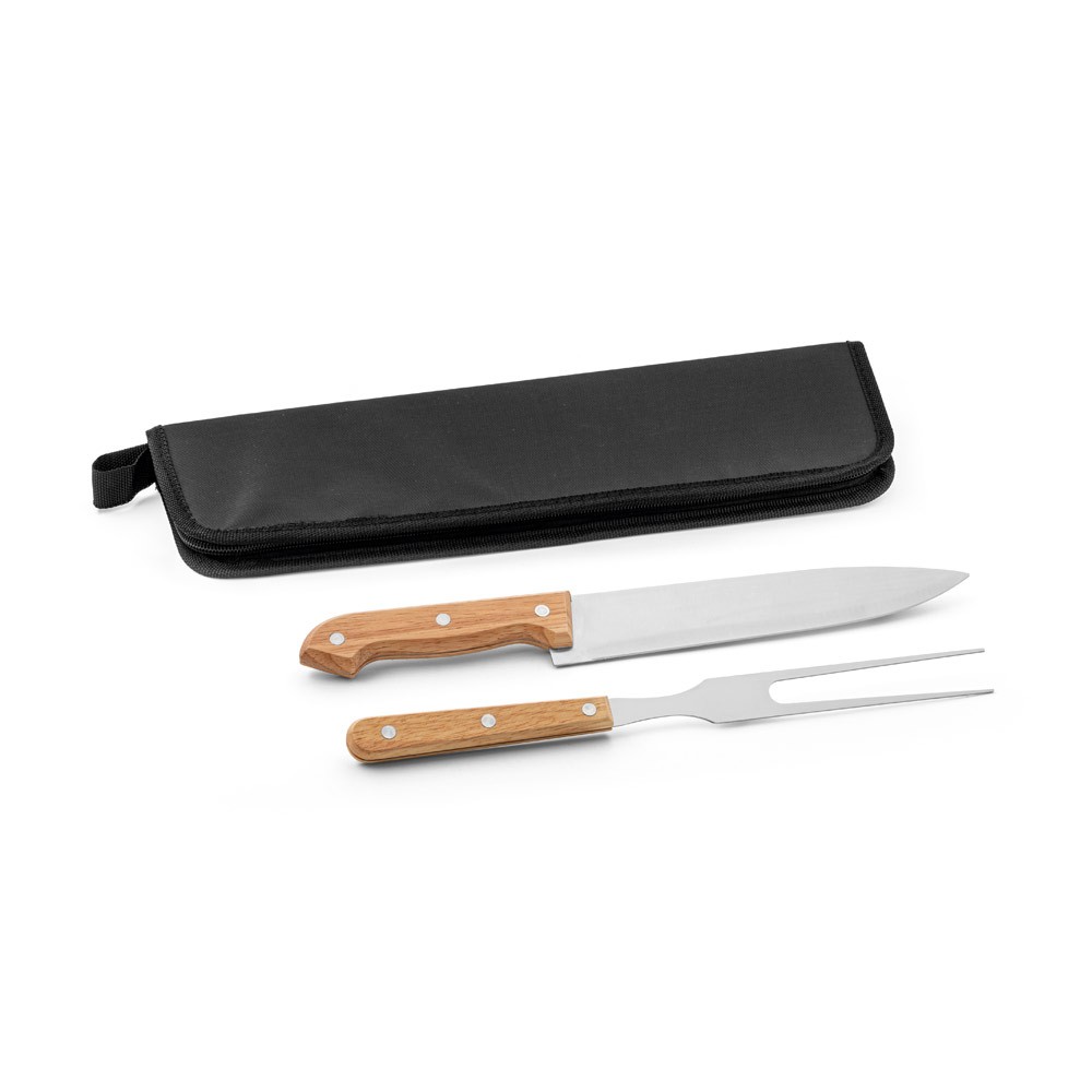 JULLEMIER. Kit churrasco em estojo em 210D em 2 utensílios em aço inox e PP - Ref: 103