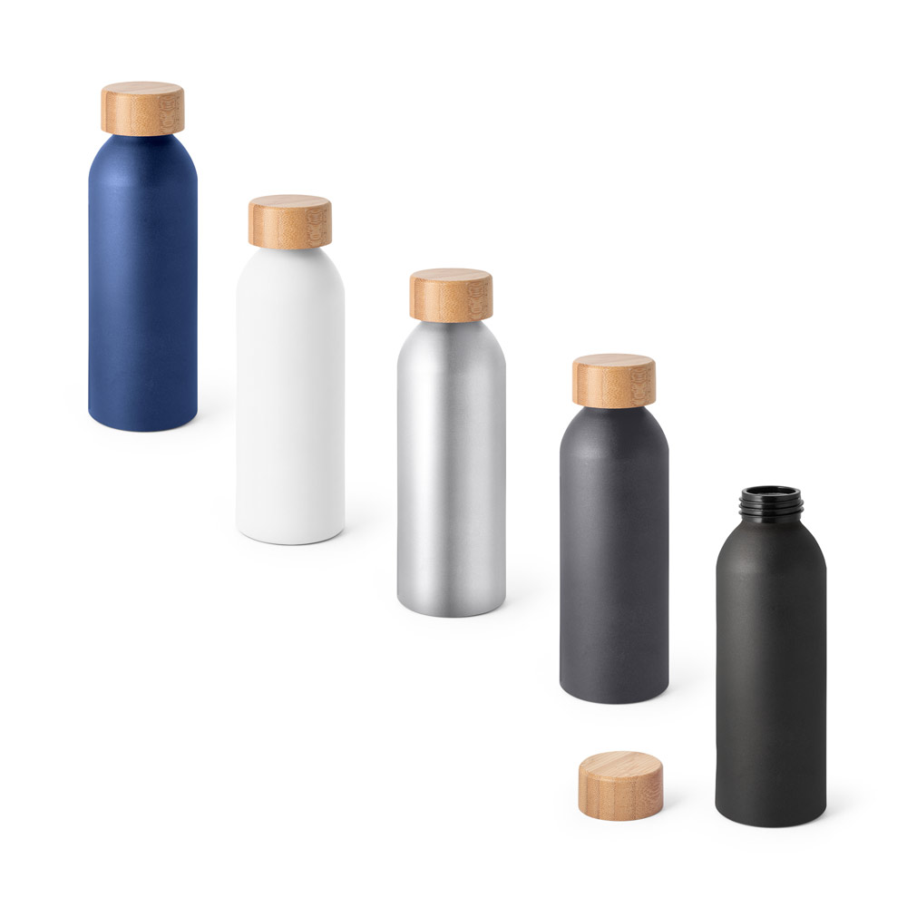 Squeeze em alumínio com acabamento mate e tampa em bambu 550 mL - Ref: 103