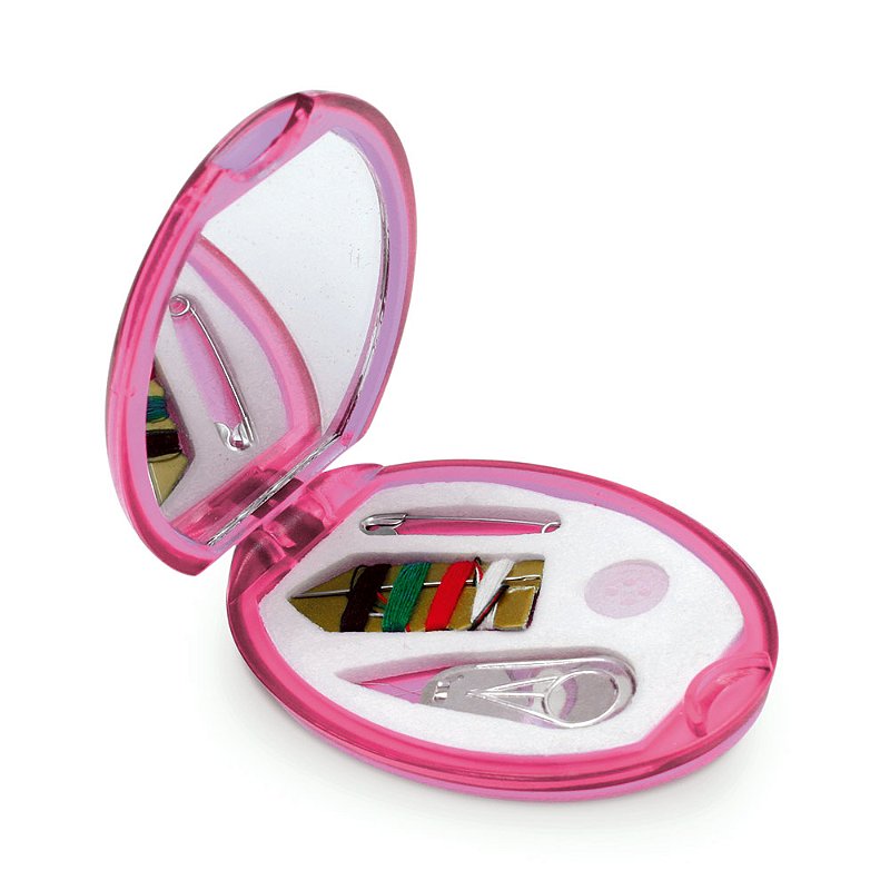 Kit de Costura Mini Portátil com Espelho | Ideal para Viagem, Brinde e Emergências | Compacto e Personalizável