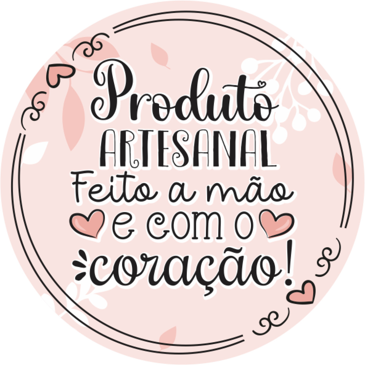 Adesivo de Vinil 4x4cm aqui tem produtos artesanal feito com amor Rosa