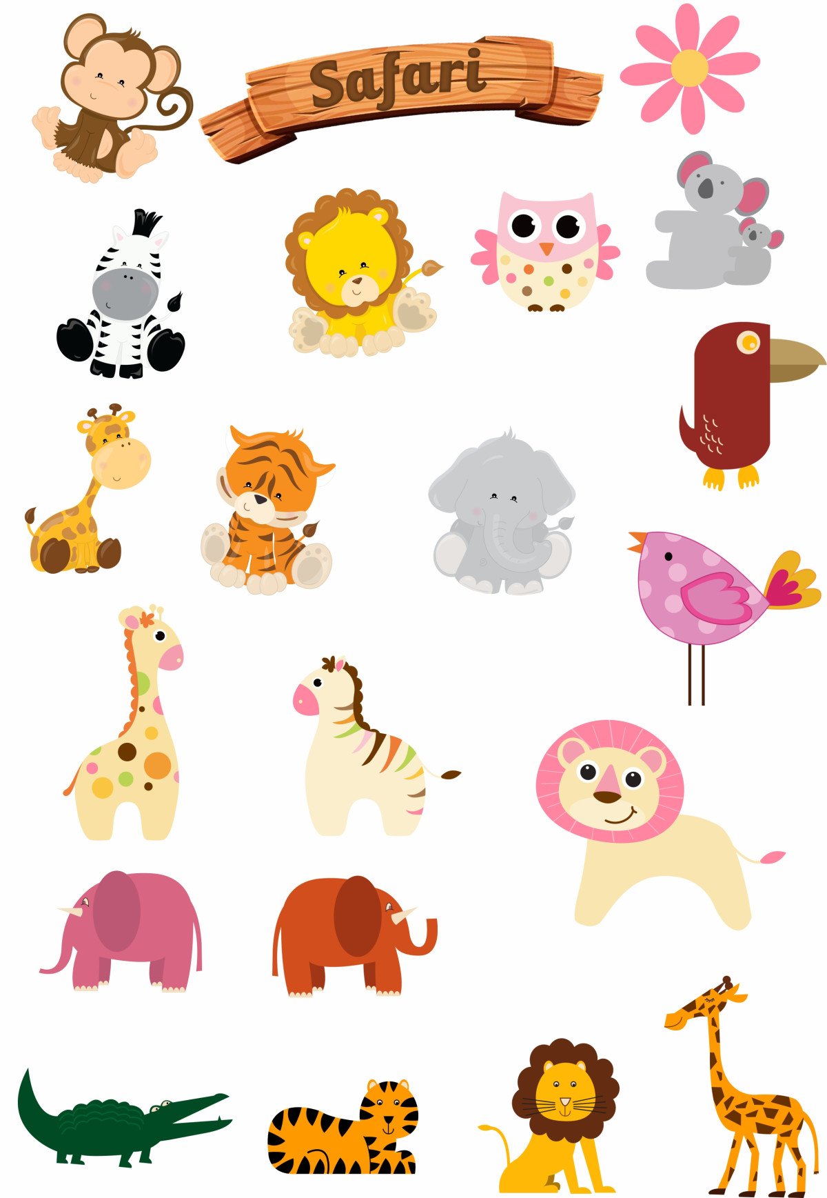 Cartela de Adesivos Safari com Animais