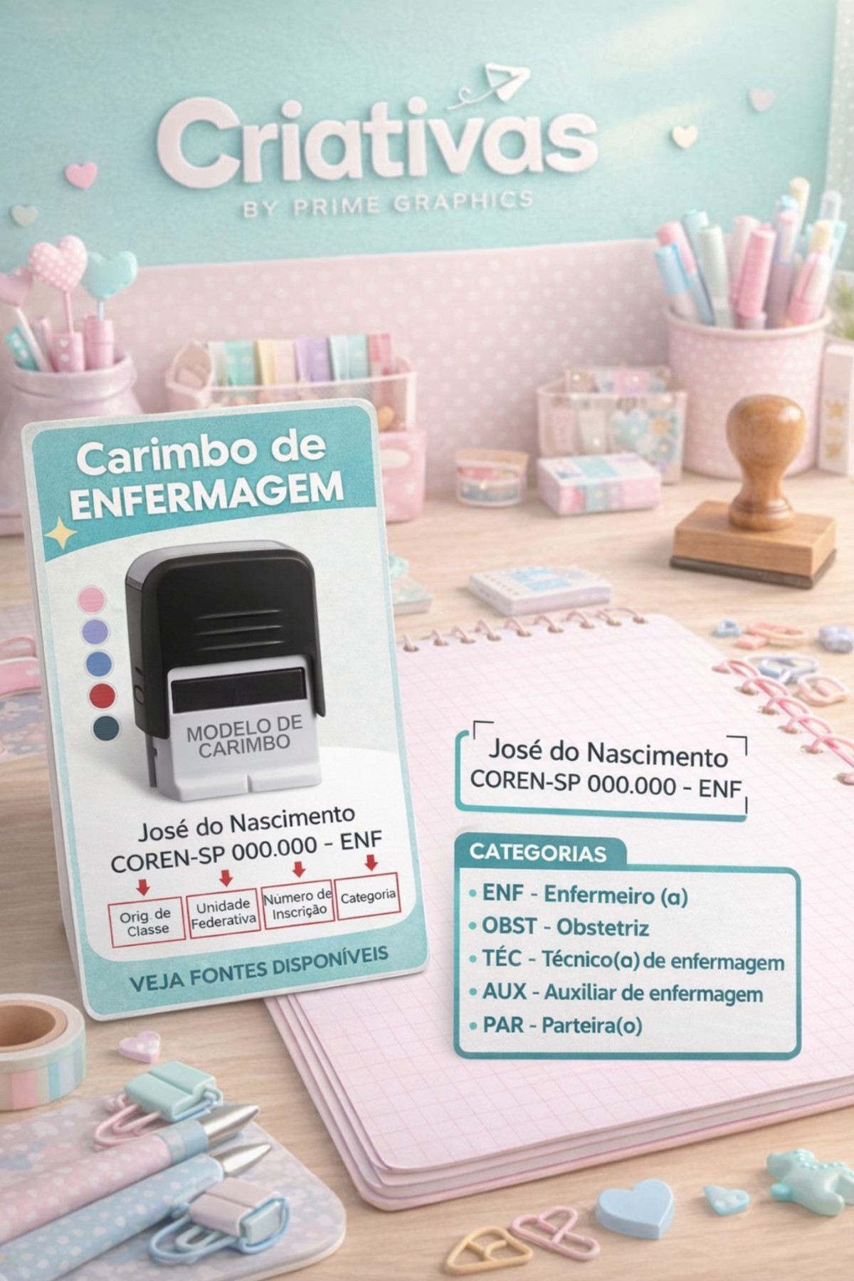 Carimbo para Enfermagem  27 x 10mm