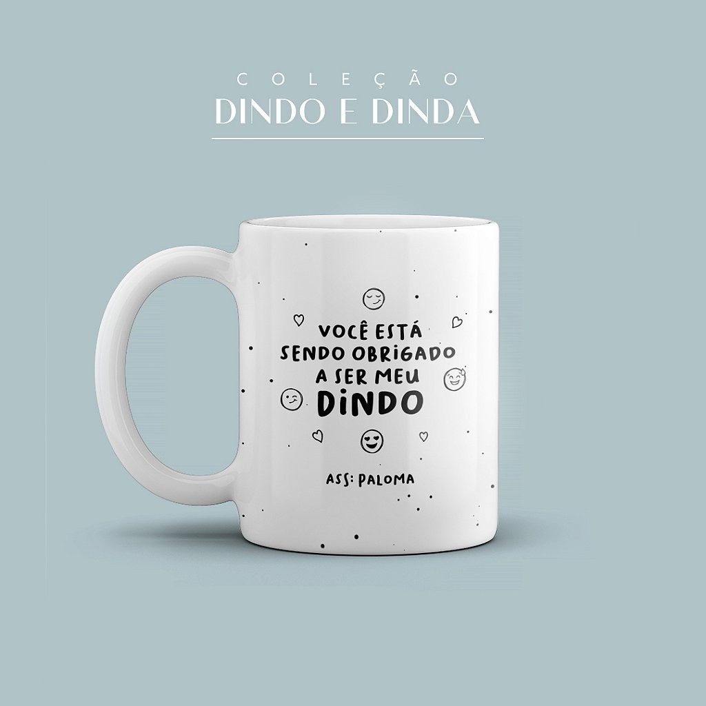 Caneca de Porcelana 325ml Dindo e Dinda