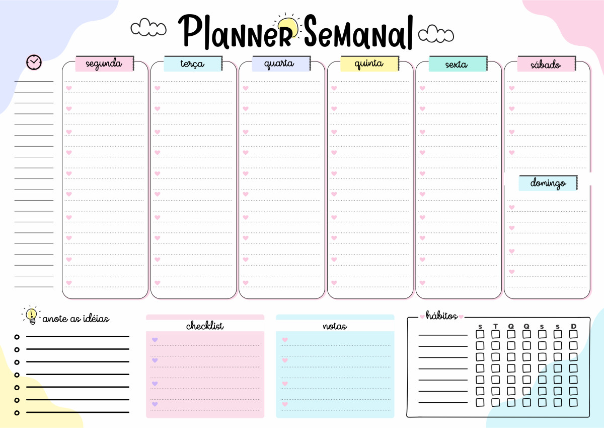 Planner Semanal Espiral A4 – 52 Folhas | Planeje, Organize e Realize 🌿 (Cópia)