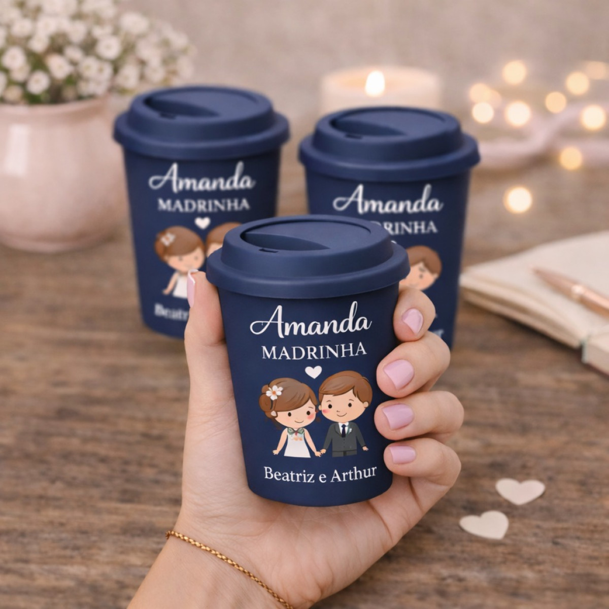 Copo de Viagem Personalizado 350ml | Kit com 20 Unidades | Tampa + Corpo em PP