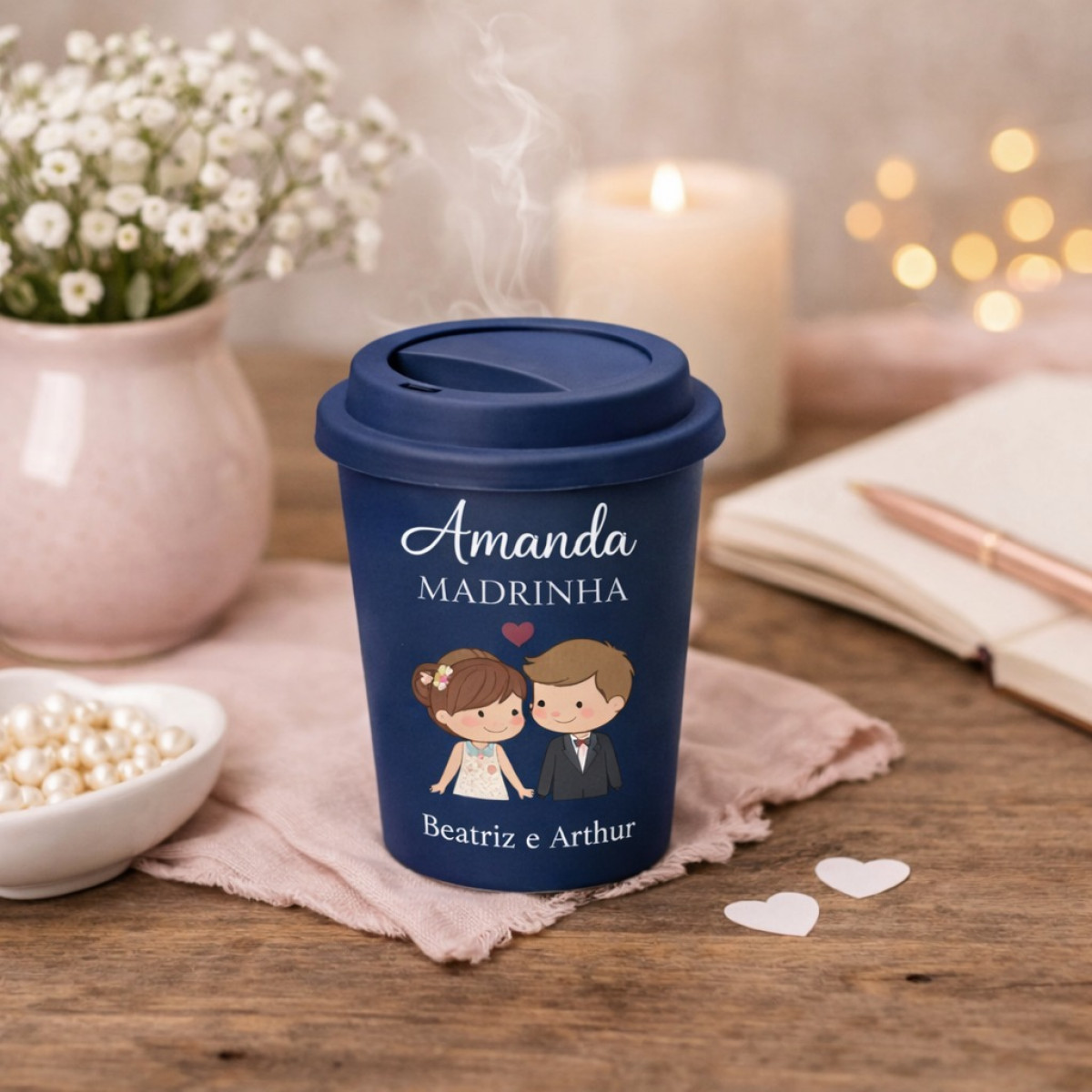 Copo de Viagem Personalizado 350ml | Kit com 20 Unidades | Tampa + Corpo em PP