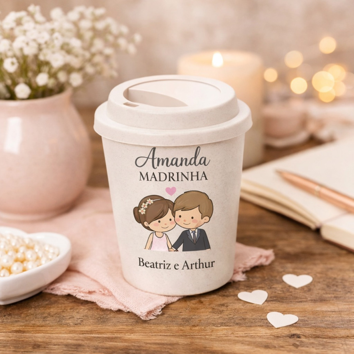 Copo de Viagem Personalizado 350ml | Kit com 20 Unidades | Tampa + Corpo em PP