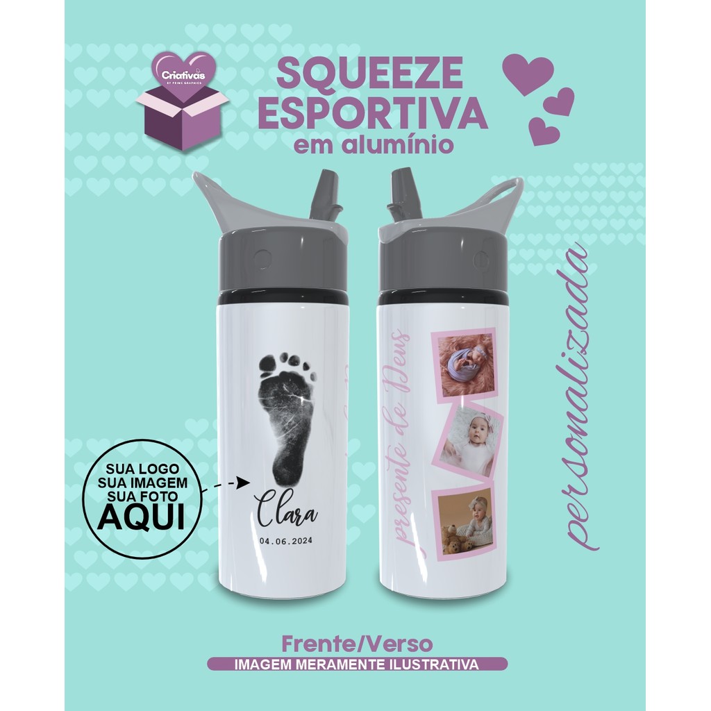 Squeeze Sport Branco de 600ml Personalizada