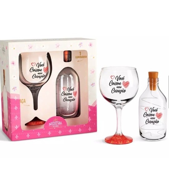 Kit Taça de Gin + Luminária Você coisou meu Coração