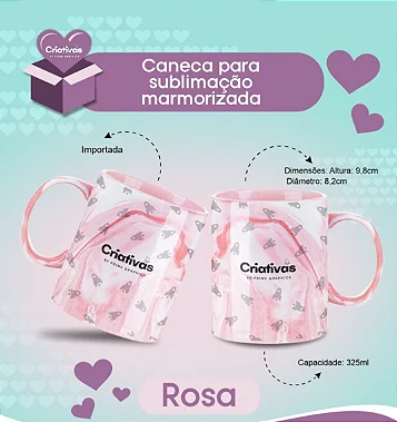 Caneca Mármore Rosa de Porcelana Resinada (325ml)