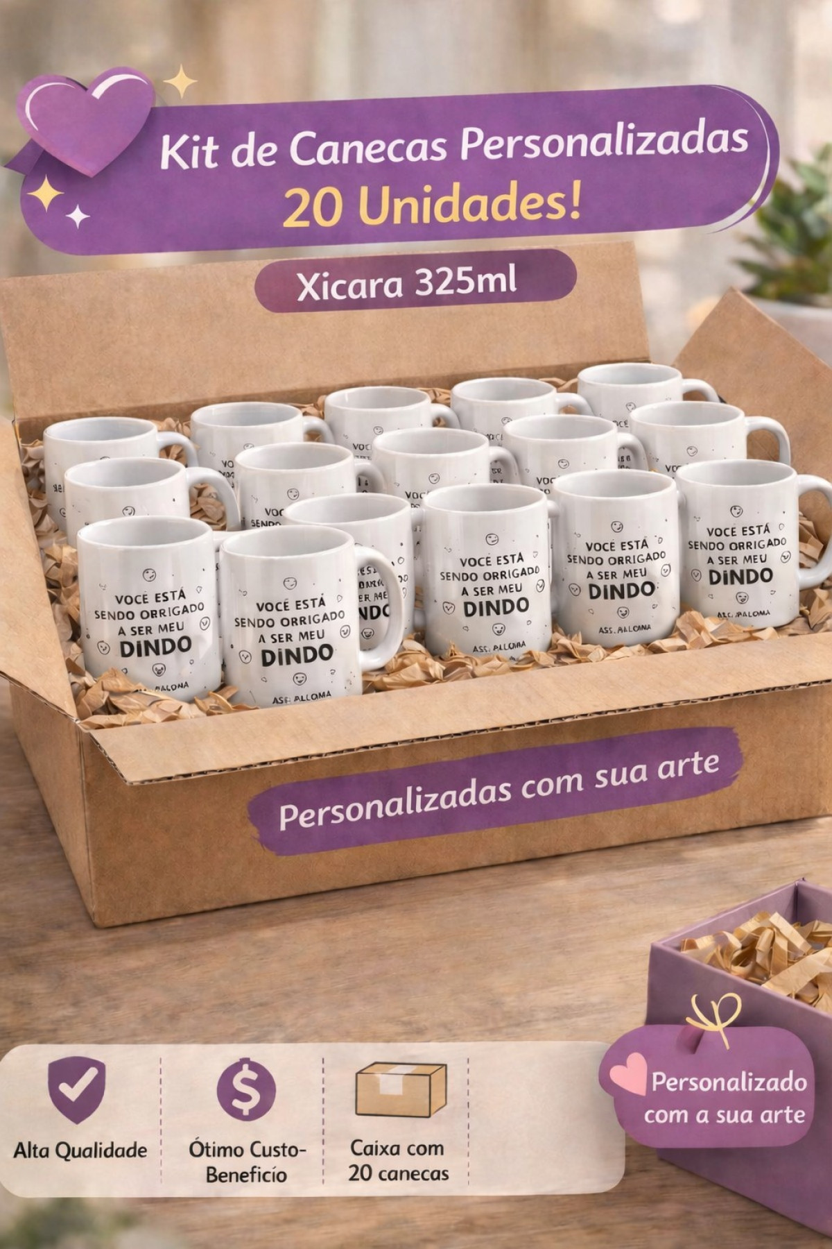 Kit com 20 unidades de Canecas Personalizada