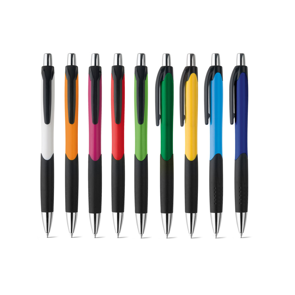 Caneta Esferográfica em ABS com acabamento brilhante e escrita em azul