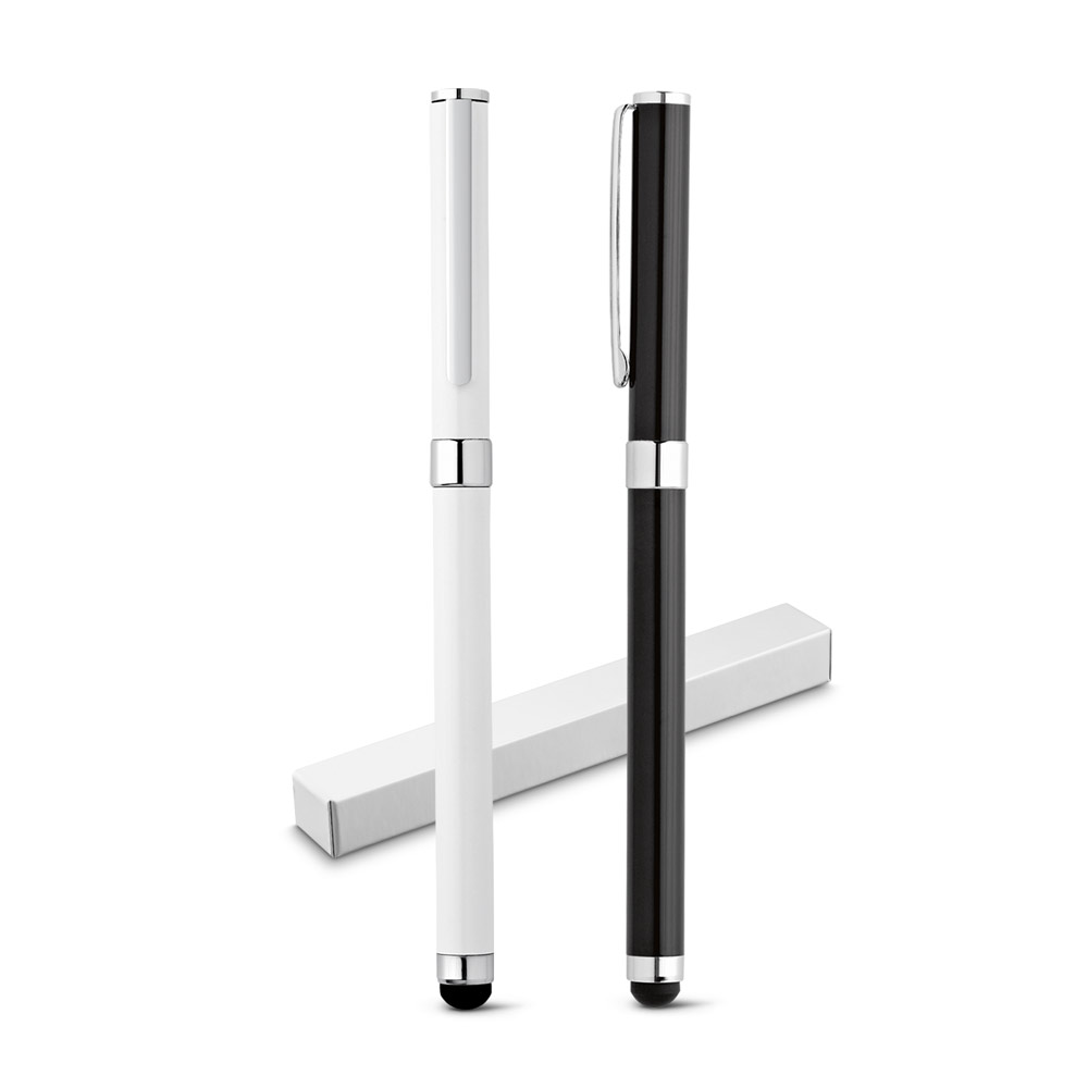 Caneta Roller em metal com escrita em preto