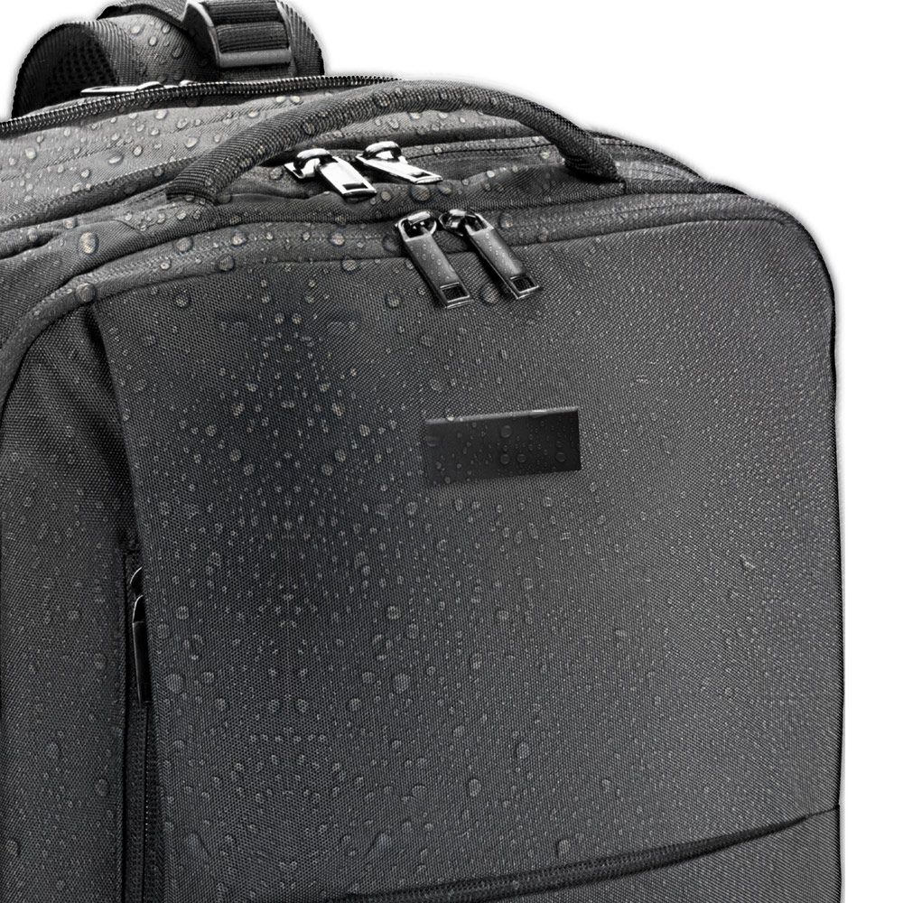 Mochila de viagem em poliéster reciclado 600D de alta densidade, com bolso para notebook 17'3" e placa para gravação 29 L