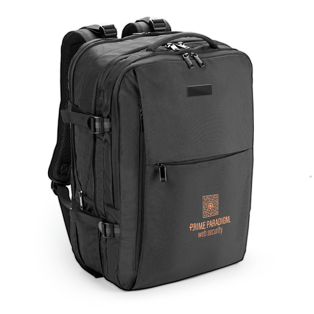 Mochila de viagem em poliéster reciclado 600D de alta densidade, com bolso para notebook 17'3" e placa para gravação 29 L