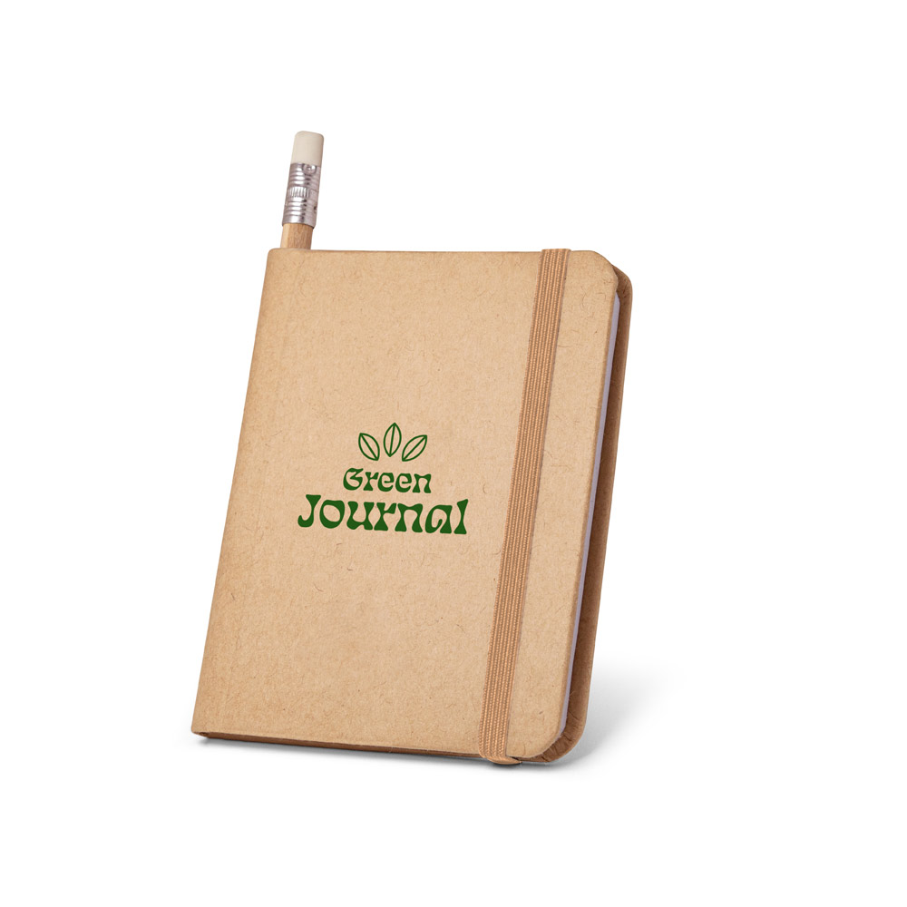 Caderno A7 de capa rígida em papel com 140 páginas lisas