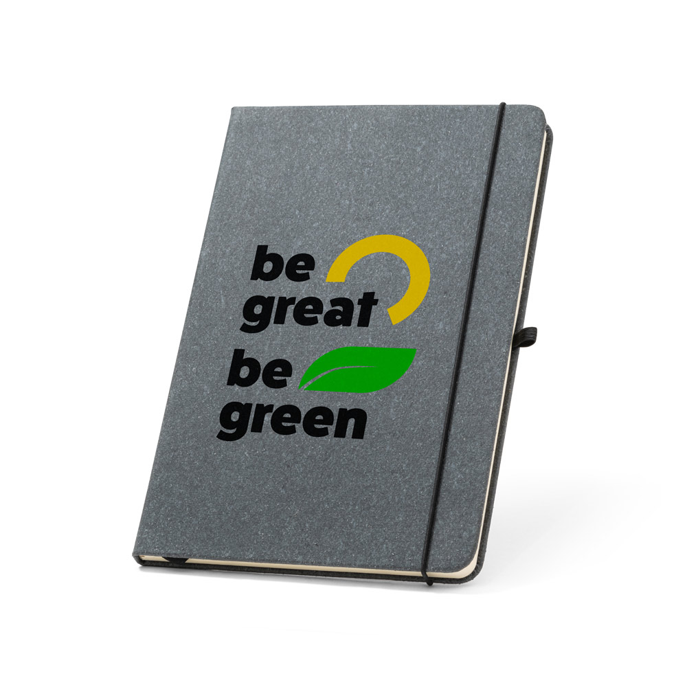 Caderno A5 de capa dura em couro 70% reciclado com 192 páginas pautadas