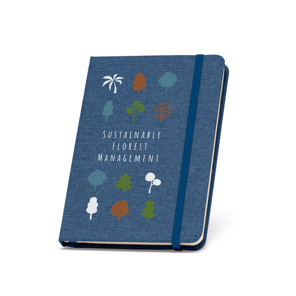 Caderno A5 de capa dura em PET 100% reciclado com 192 páginas pautadas