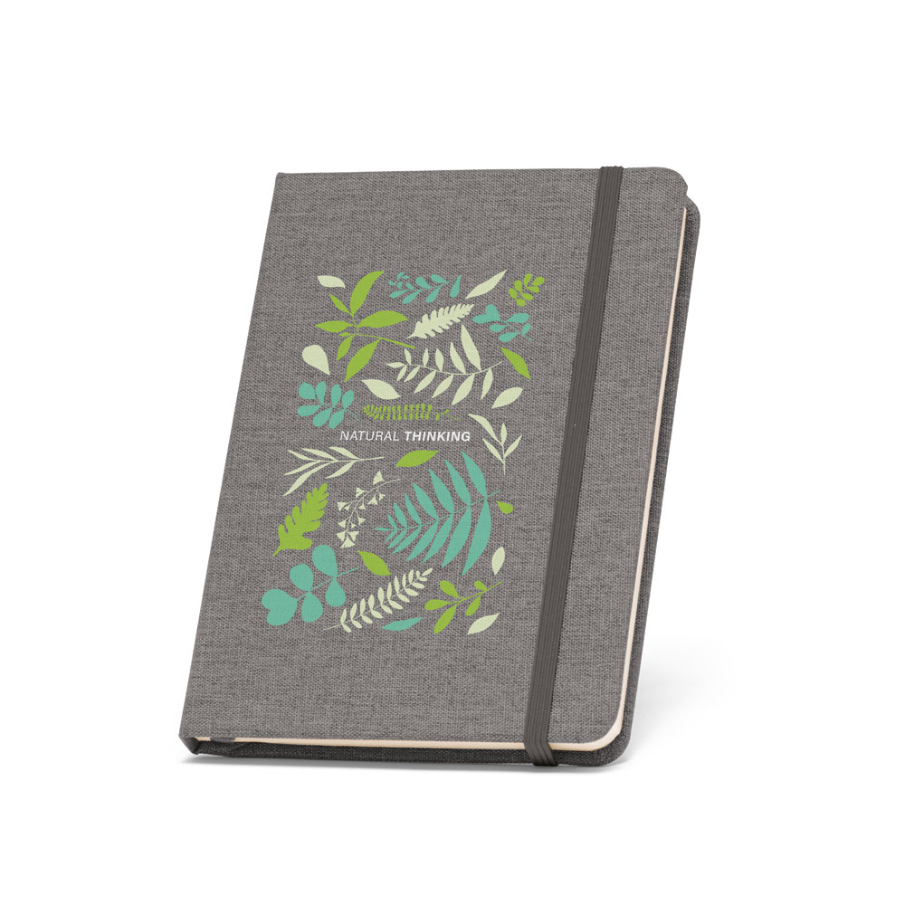 Caderno A5 de capa dura em PET 100% reciclado com 192 páginas pautadas