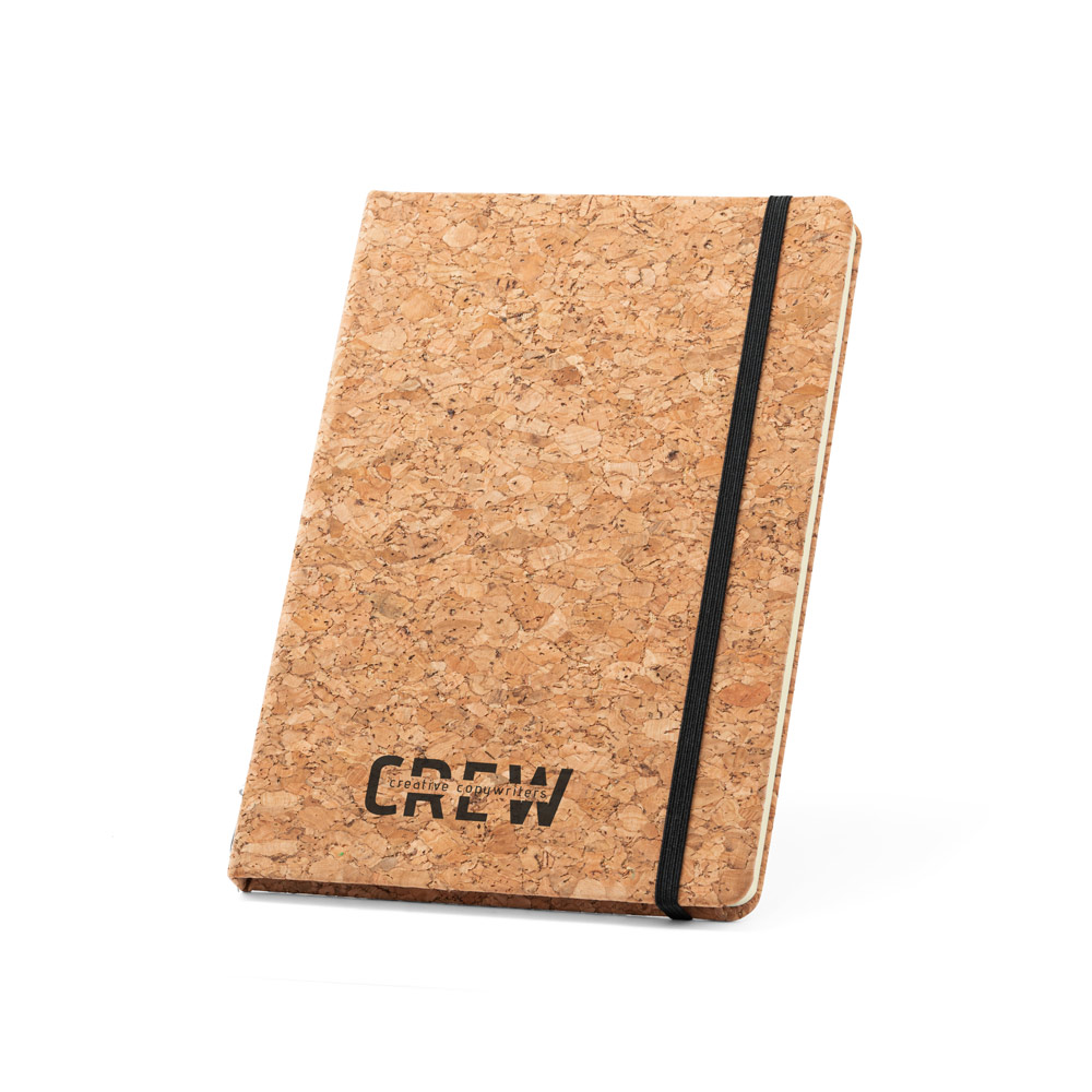 Conjunto de bloco de notas e esferográfica em cortiça