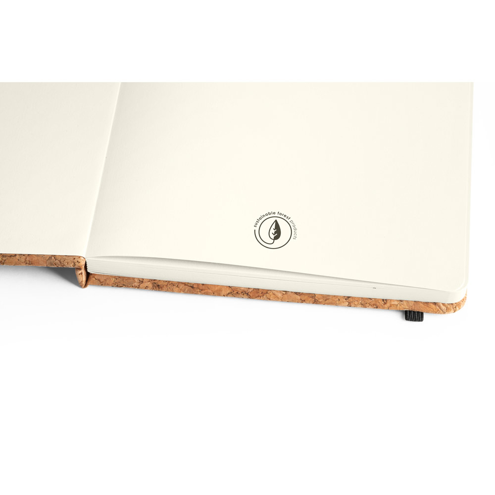 Conjunto de bloco de notas e esferográfica em cortiça