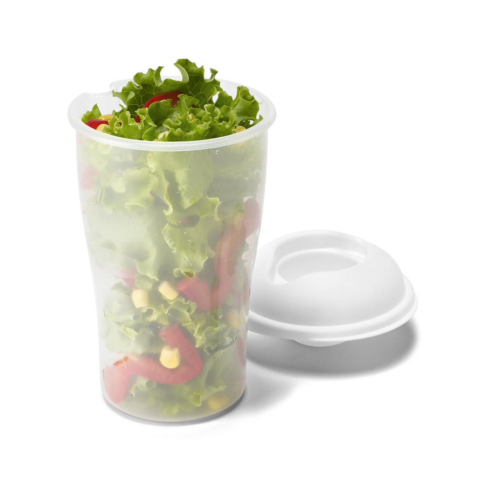 Copo para salada em PP com garfo e molheira 850 mL