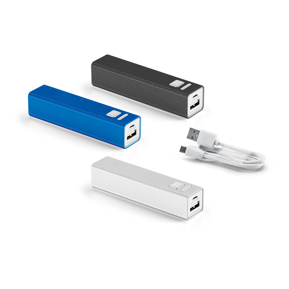 Bateria portátil em alumínio com capacidade de 2'200 mAh