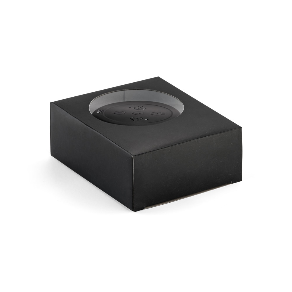 Caixa de som em ABS e tecido em poliéster com microfone e autonomia de 3h