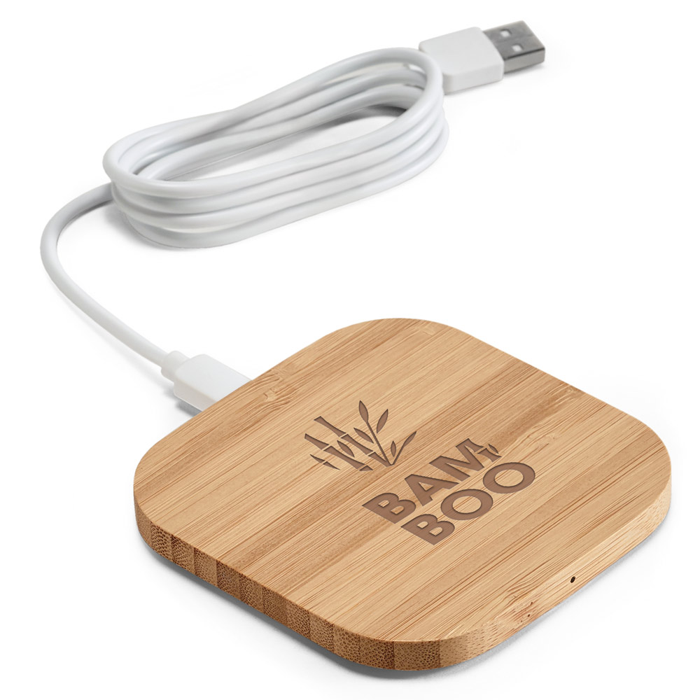 Carregador wireless super-rápido em bambu 15W