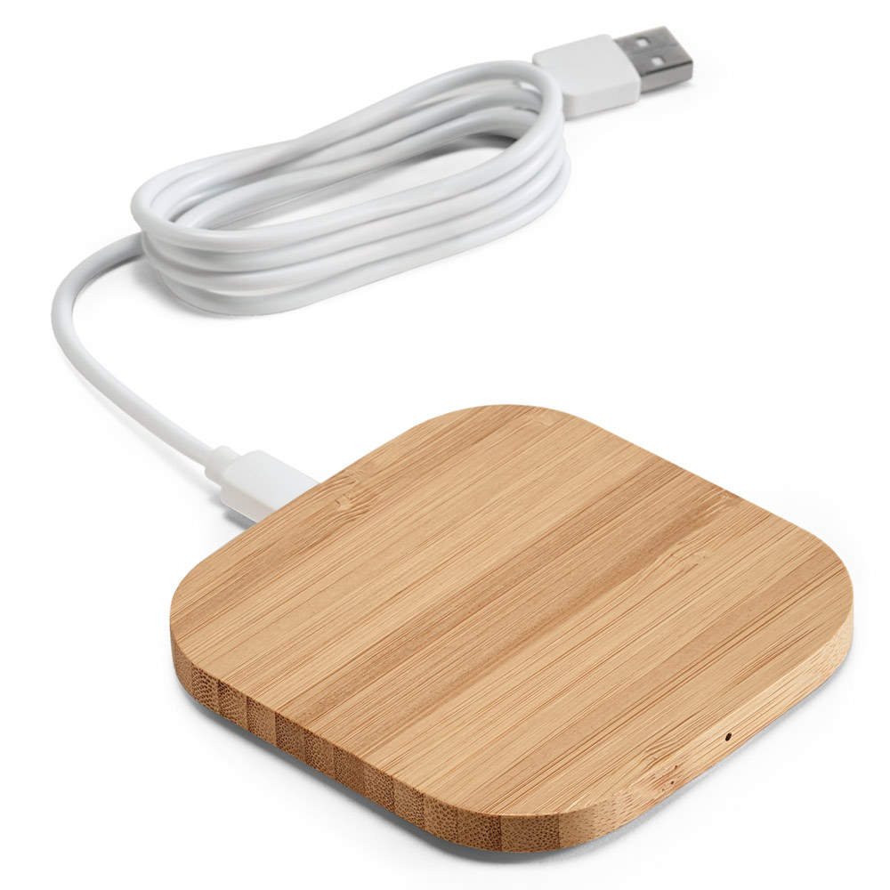 Carregador wireless super-rápido em bambu 15W