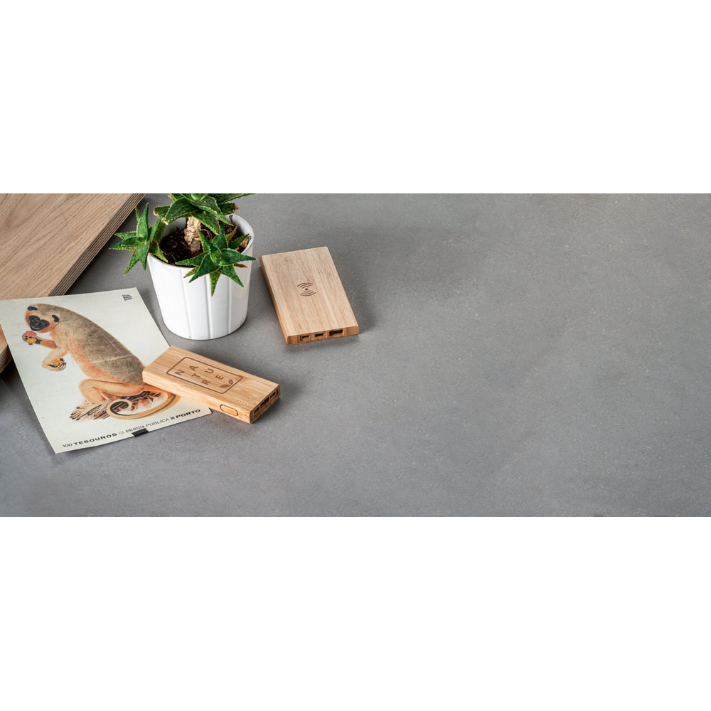 Bateria portátil em bambu com bateria de lítio 5'000 mAh