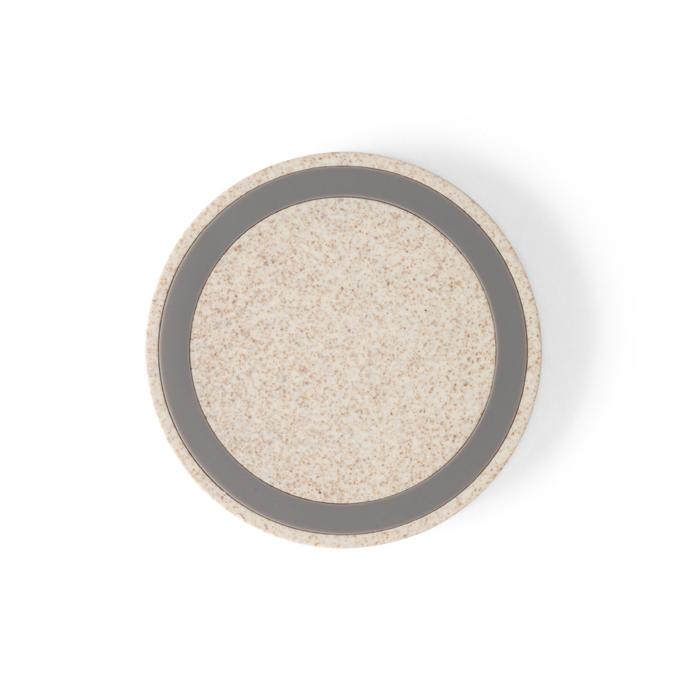 Carregador por indução (wireless) super-rápido (15W) em ABS e fibra de palha de trigo